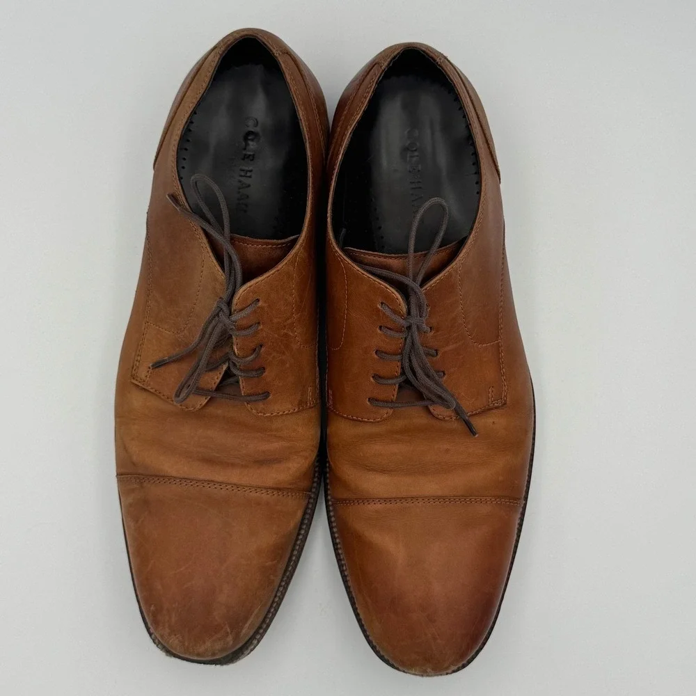 Cole Haan Brown Leather Cap Toe Derby Shoes 11.5 NO BOX
